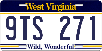 WV license plate 9TS271