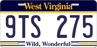 WV license plate 9TS275