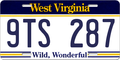 WV license plate 9TS287