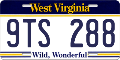 WV license plate 9TS288