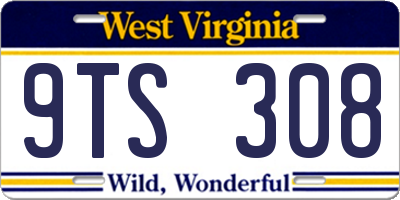 WV license plate 9TS308