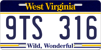 WV license plate 9TS316
