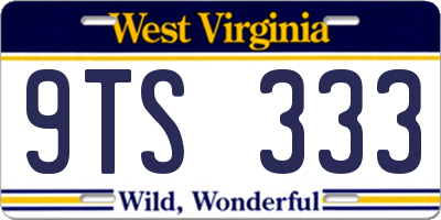 WV license plate 9TS333