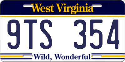 WV license plate 9TS354