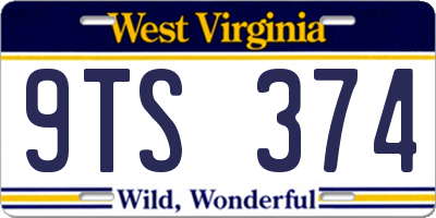 WV license plate 9TS374