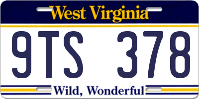 WV license plate 9TS378