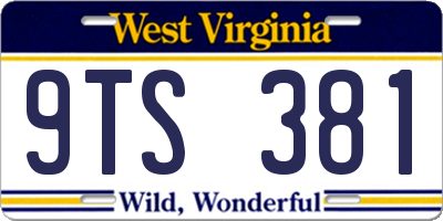 WV license plate 9TS381