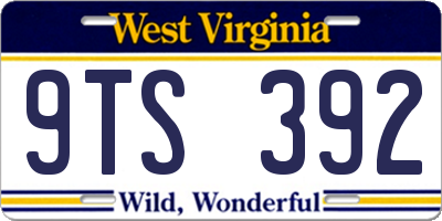 WV license plate 9TS392