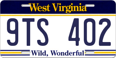 WV license plate 9TS402