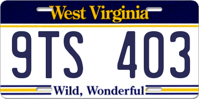 WV license plate 9TS403