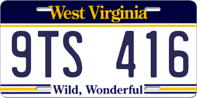 WV license plate 9TS416