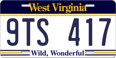 WV license plate 9TS417