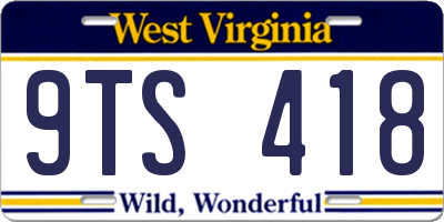 WV license plate 9TS418