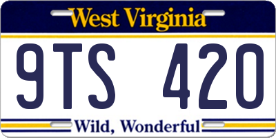 WV license plate 9TS420