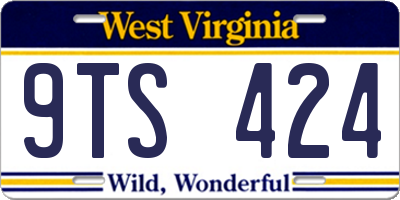 WV license plate 9TS424
