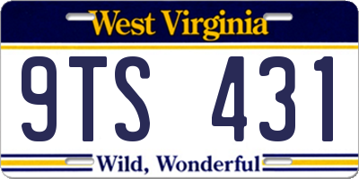 WV license plate 9TS431