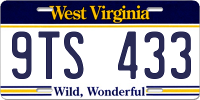 WV license plate 9TS433