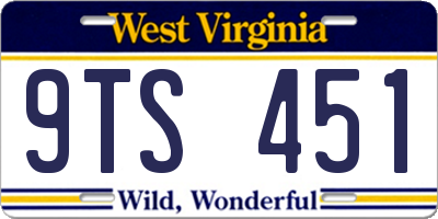 WV license plate 9TS451