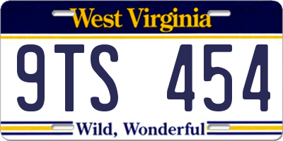 WV license plate 9TS454