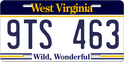 WV license plate 9TS463