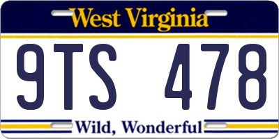 WV license plate 9TS478