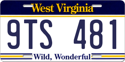 WV license plate 9TS481