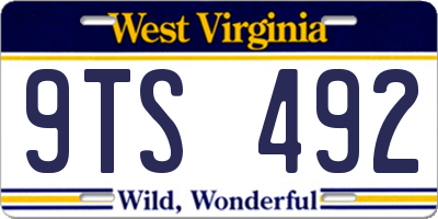 WV license plate 9TS492