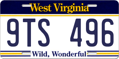 WV license plate 9TS496
