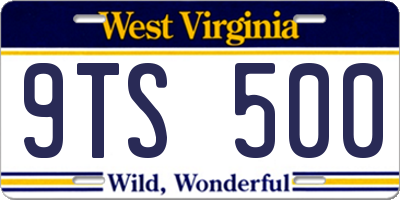 WV license plate 9TS500