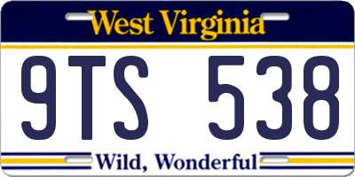 WV license plate 9TS538