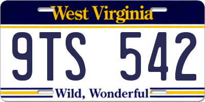 WV license plate 9TS542