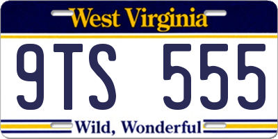 WV license plate 9TS555
