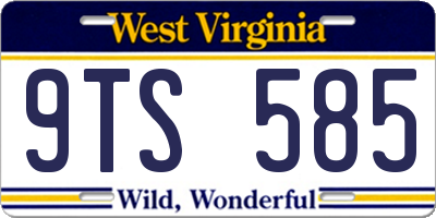 WV license plate 9TS585