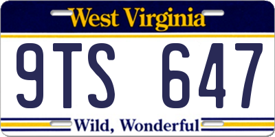 WV license plate 9TS647