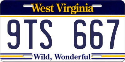 WV license plate 9TS667