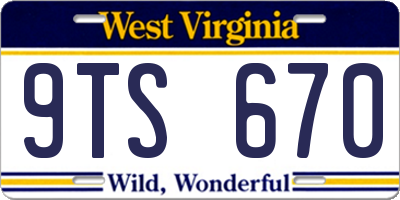 WV license plate 9TS670