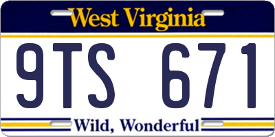WV license plate 9TS671