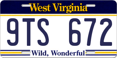 WV license plate 9TS672