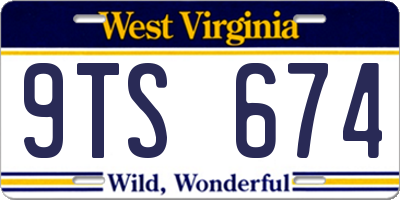 WV license plate 9TS674