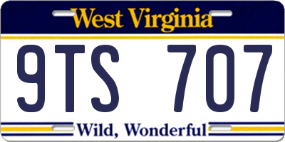 WV license plate 9TS707