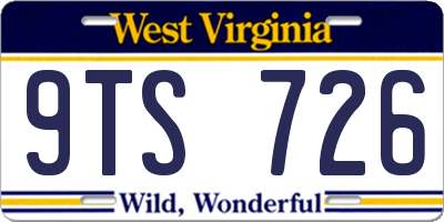 WV license plate 9TS726