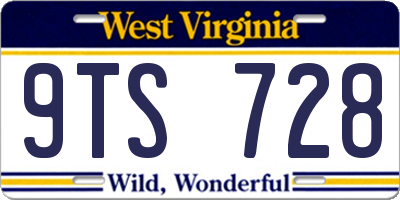 WV license plate 9TS728
