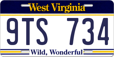 WV license plate 9TS734
