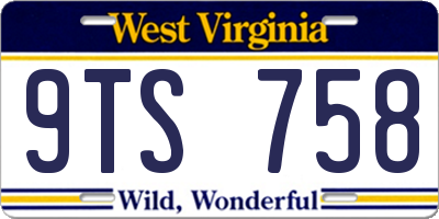 WV license plate 9TS758