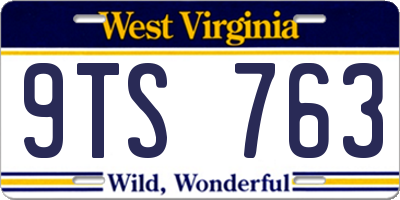 WV license plate 9TS763