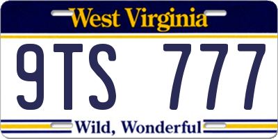 WV license plate 9TS777