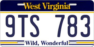 WV license plate 9TS783