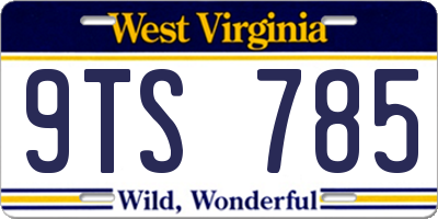 WV license plate 9TS785