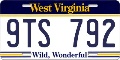 WV license plate 9TS792