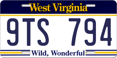 WV license plate 9TS794